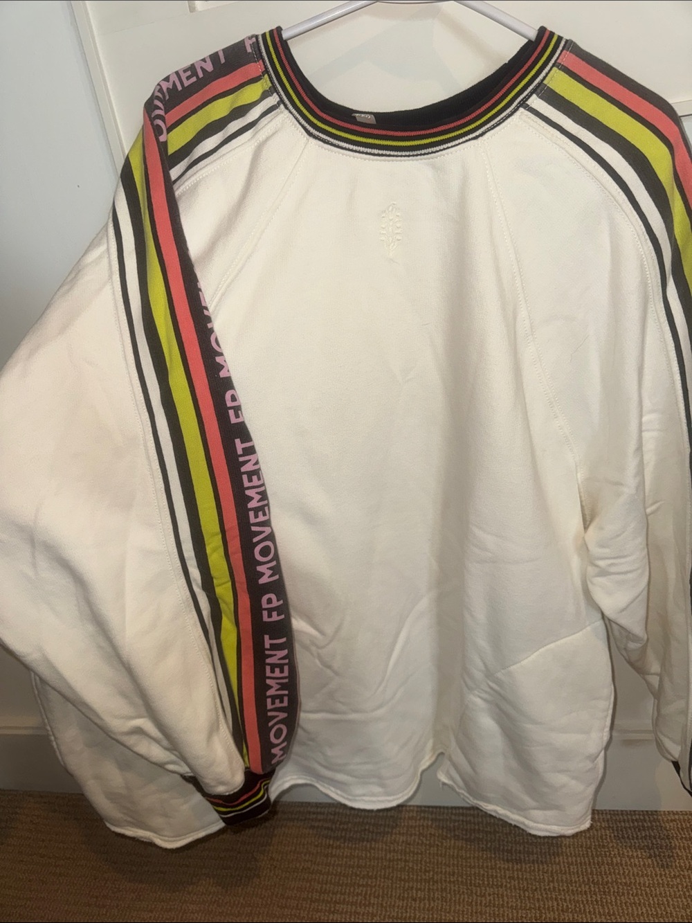 Free People Movement Long-Sleeve Sweatshirt with Colorful Stripes and pockets